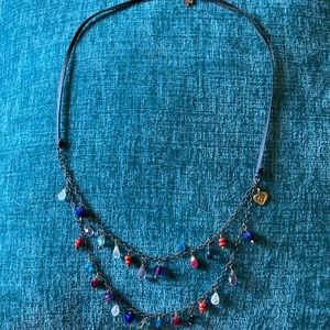 Sundance Catalog Multi-Gemstone and Leather Necklace